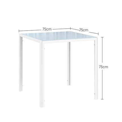 Square glass dining table for 4 - 75x75 cm, White