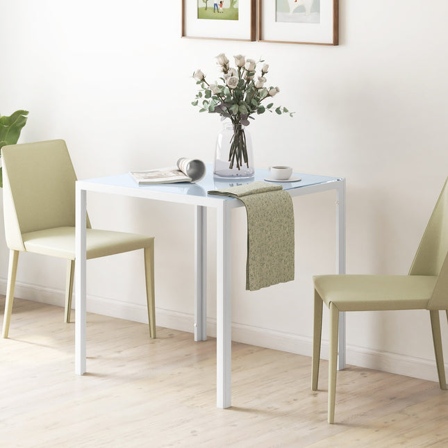 Quadratischer Esstisch aus Glas für 4 Personen - 75x75 cm, Weiß