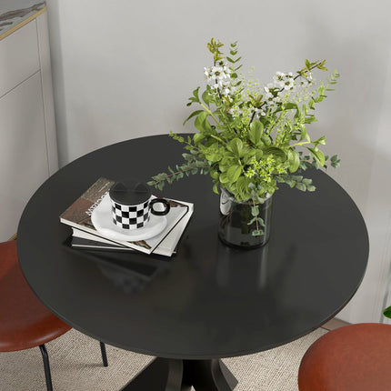 Round black dining table, modern steel frame, Ø78 x 75 cm