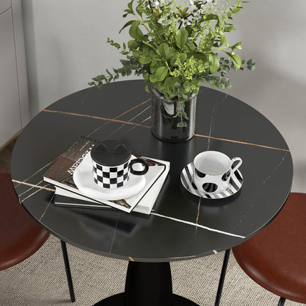 Round dining table, modern style - black, steel frame