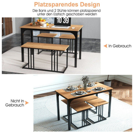 Jídelní stůl s lavicí &amp; 2 stoličky sada 4 ks kuchyňský stůl industriální jídelní sestava do kuchyně 120 x 60 x 75 cm přírodní