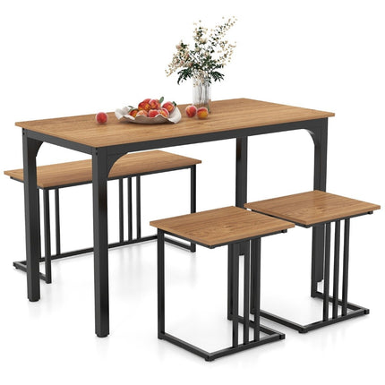 Jídelní stůl s lavicí &amp; 2 stoličky sada 4 ks kuchyňský stůl industriální jídelní sestava do kuchyně 120 x 60 x 75 cm přírodní