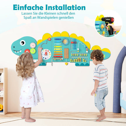 Dinosaur Activity Wall for Toddlers, 11-in-1 Montessori Toy