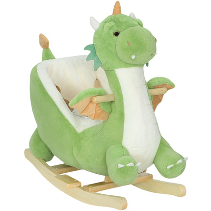 Dinosaur Rocker with Sounds, Soft Filling, Wood Frame, Green
