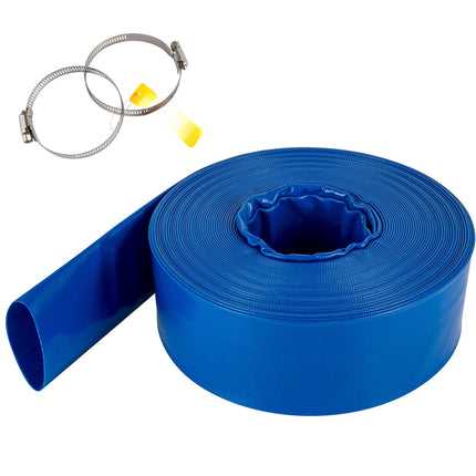 Discharge Hose 2 In x 105 Ft PVC Lay Flat With Clamps