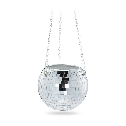 Závěsný květináč disco koule – zrcadlové světelné efekty