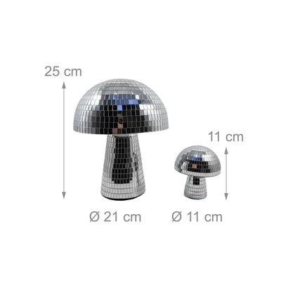 Dekorace disco houba, stříbrný povrch, 2 ks