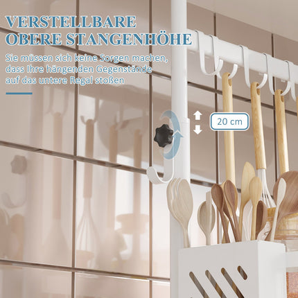 3-level adjustable dish rack with hooks and knife holder