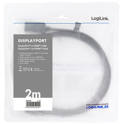 DisplayPort 1.2 -> HDMI 1.4 4K 2m černá