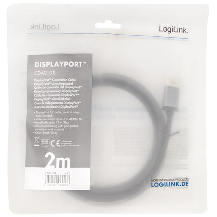 Kabel DisplayPort 4K/60Hz hliník 2m