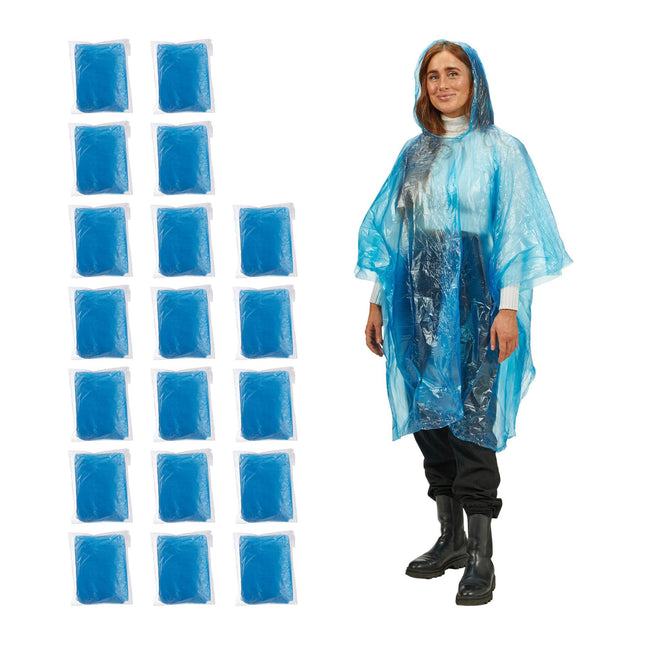 Disposable rain poncho, set of 20