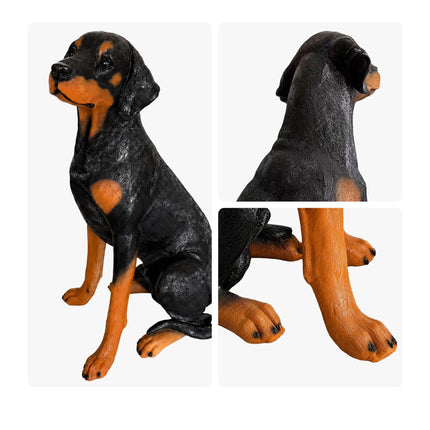 Doberman Garden Dog Statue, Life-Size Polyresin