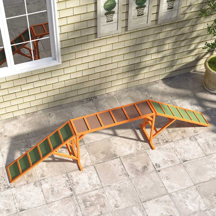 Agility můstek pro psy s bezpečnostní tyčí, protiskluzový, 325 cm, oranžová