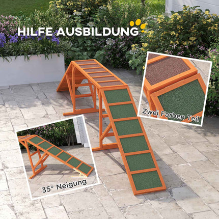 Agility můstek pro psy s bezpečnostní tyčí, protiskluzový, 325 cm, oranžová