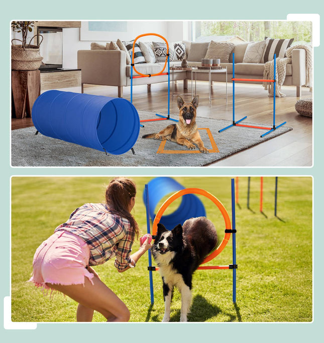 Agility sada pro psy s tunelem, překážkami a slalomem