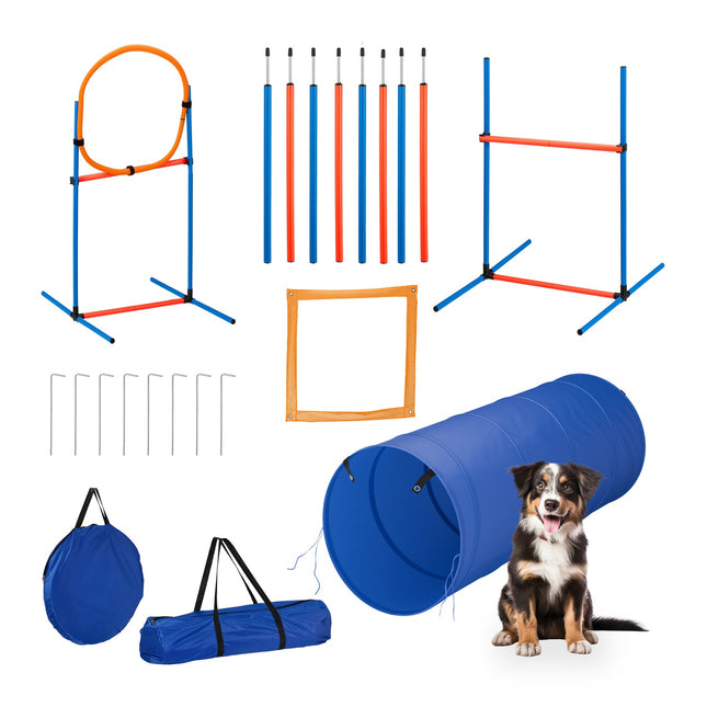 Agility sada pro psy s tunelem, překážkami a slalomem