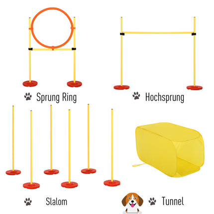 Dog Agility Obstacle Course - Adjustable Yellow Hedge Set