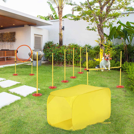 Dog Agility Obstacle Course - Adjustable Yellow Hedge Set