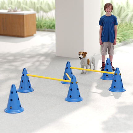 Agility sada pro psy – 3dílná tréninková sada se 6 kužely, 3 překážky