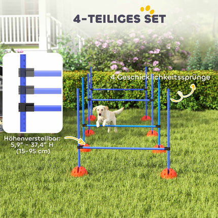 Agility sada pro psy, 4 nastavitelné překážky s taškou