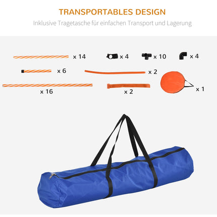 Agility tréninková sada pro psy s tunelem, přenosná oranžová/bílá