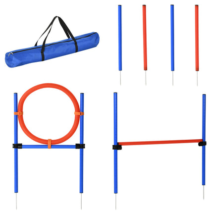 Dog Agility Exercise Set, 3-in-1 training set, blue/red