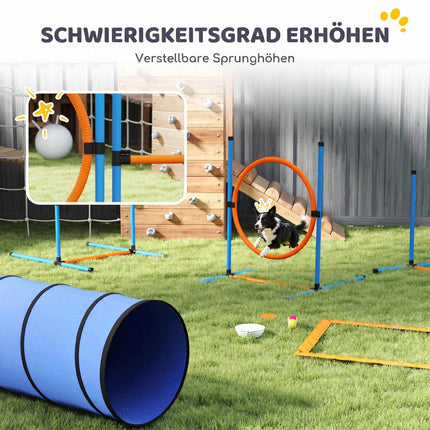 Dog Agility Training Set, 8-Piece with Tunnel & Hurdles