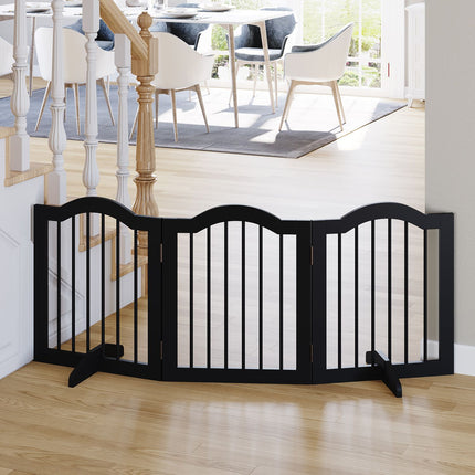 Zábrana pro psy - skládací a stabilní, MDF, černá 154.5x61 cm
