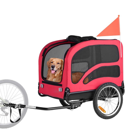 Dog Bike Trailer 45 kg Capacity, Foldable, Quick-Release Wheels