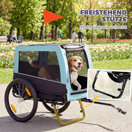Dog Bike Trailer, Metal Frame, 20kg Capacity, Blue