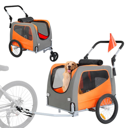 Dog Bike Trailer and Stroller, 66 lb Capacity, Folding