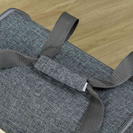 Přepravní box pro mazlíčky se síťovým okénkem a polštářem, šedý