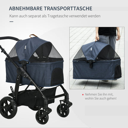 2v1 skládací kočárek a přepravka pro mazlíčky, síťované okno, nosnost 10 kg