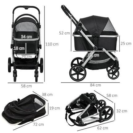 Pet stroller dog/cat stroller, safety leash, rain cover