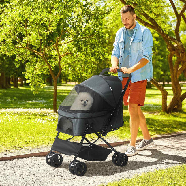 Kočárek pro psy, buggy pro malé mazlíčky, tmavě šedý oxford 76.5 cm