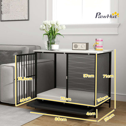 Uzamykatelný box pro psy s polštářem, 88 x 55 x 71 cm, šedý
