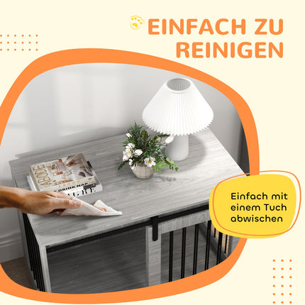 Large gray dog cage with lockable sliding door