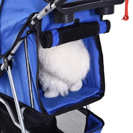 Pet stroller for dogs and cats, multicolored blue