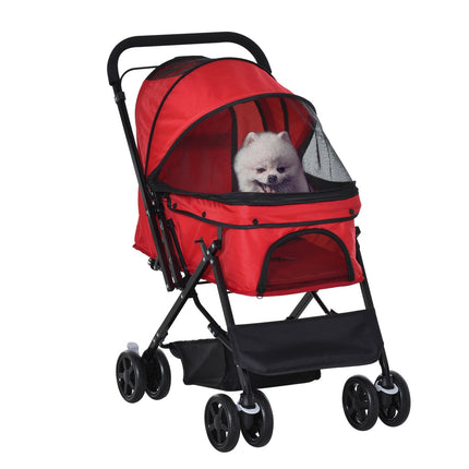 Kočárek pro psa Oxford pro malé mazlíčky, 76,5 x 52 x 95 cm, červený
