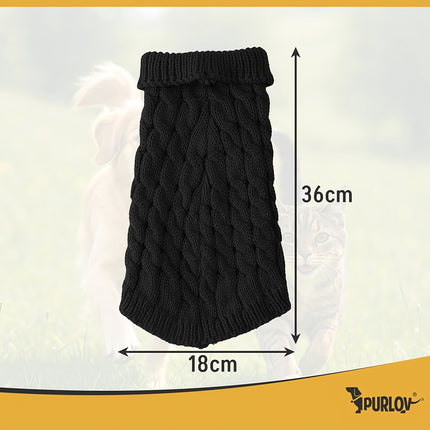 Dog/Cat Sweater, Black, Size L, Winter Warmth