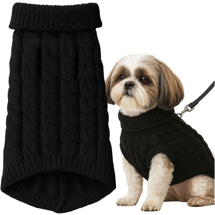 Dog/Cat Sweater, Black, Size L, Winter Warmth