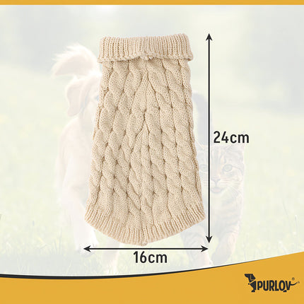 Dog/Cat Sweater, Warm Beige Knit, Size S