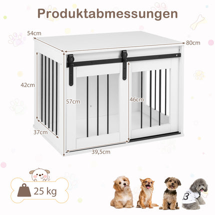 Nábytková přepravka pro psy s posuvnými dvířky, bílá, 80 cm