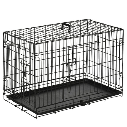 Skládací klec pro psy z černého kovu – 76 x 46 x 52 cm