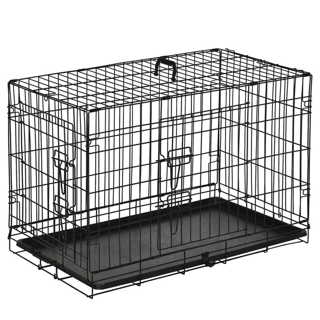 Skládací klec pro psy z černého kovu – 76 x 46 x 52 cm