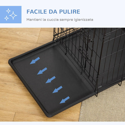 Skládací klec pro psy z černého kovu – 76 x 46 x 52 cm
