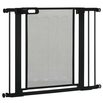 Zábrana pro psy, bez vrtání, samozavírací, ocel, 75-103 cm, černá