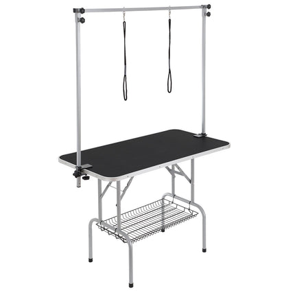 Dog Grooming Table 117cm, Foldable, 2 Clamp Arms, 150kg