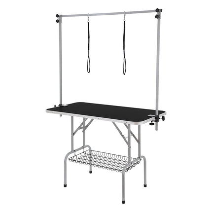 Dog Grooming Table 117cm, Foldable, 2 Clamp Arms, 150kg