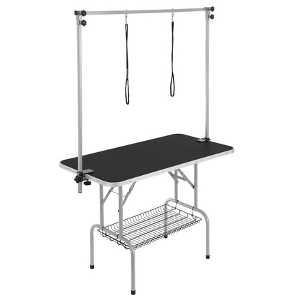 Dog Grooming Table 117cm, Foldable, 2 Clamp Arms, 150kg